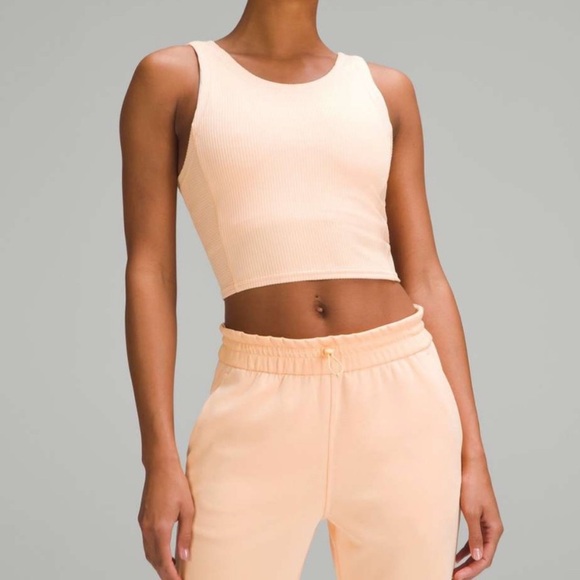 lululemon athletica Tops - Lululemon Size 4 Ribbed Softstreme Cropped Tank PCHB Peach Bellini